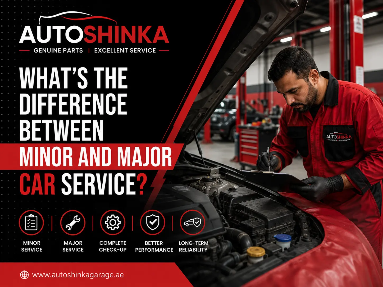 Difference Between Minor and Major Car Service, showing routine maintenance, detailed inspection, and comprehensive vehicle servicing.