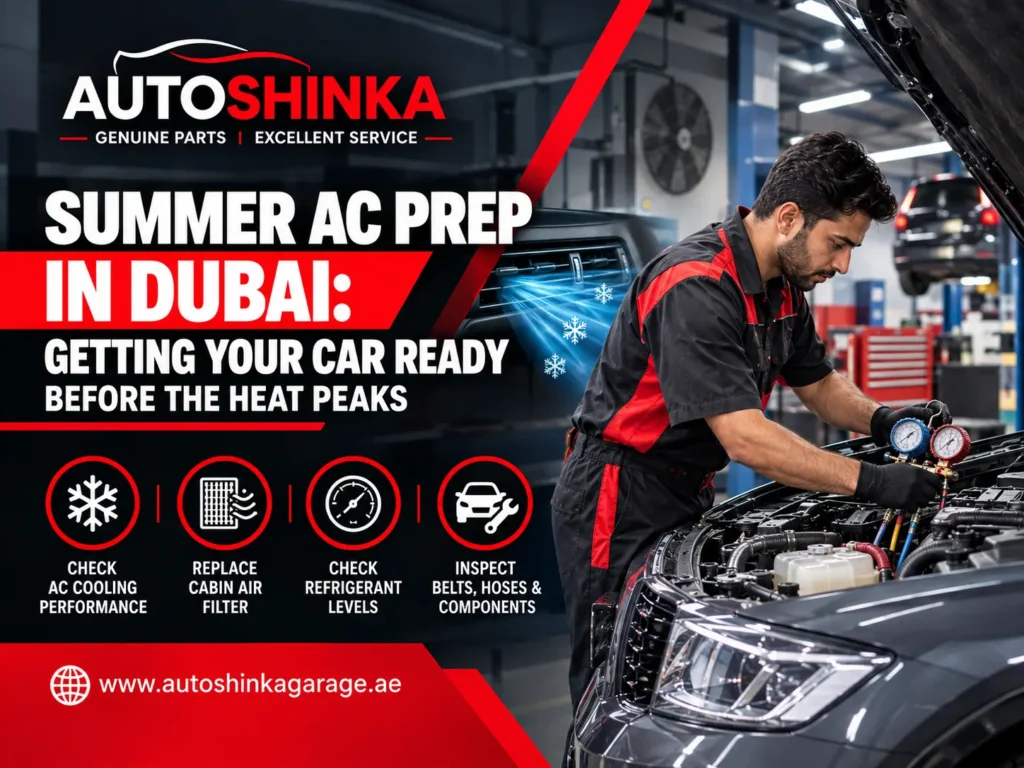 Summer car AC preparation with refrigerant level check and vehicle inspection